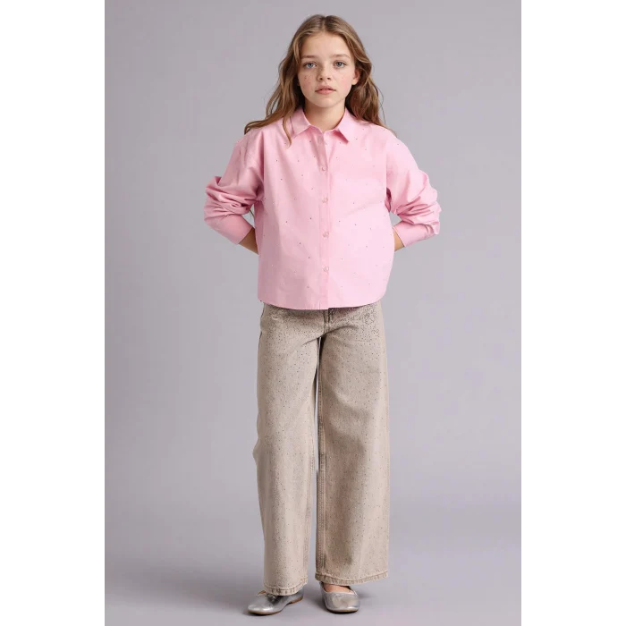 Defacto G7044A8PN86 Pembe Kız Çocuk Poplin Gömlek