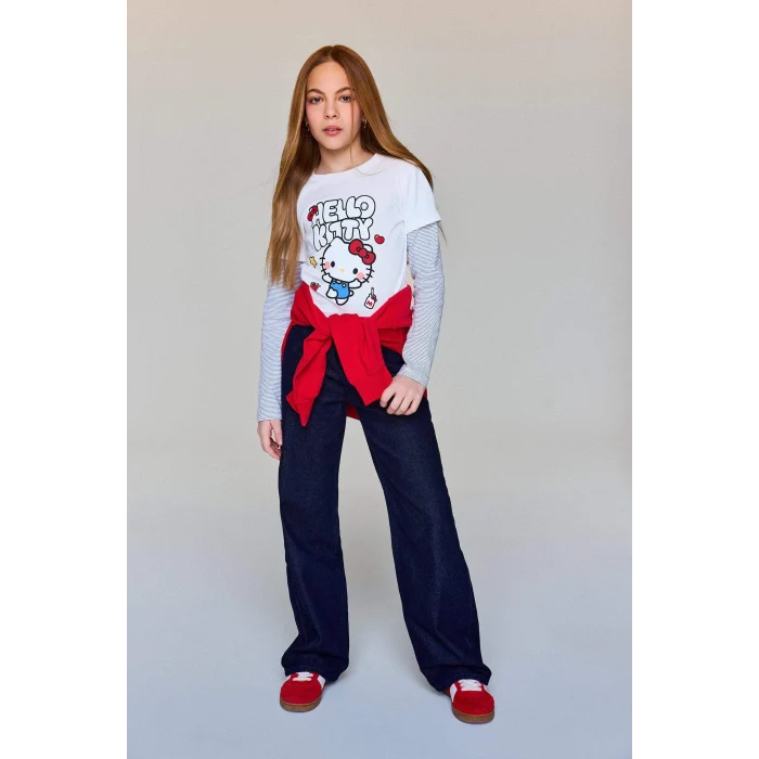 Defacto G4648A8NM26 Lacivert 90s Wıde Leg Jean Pantolon Kız Çocuk