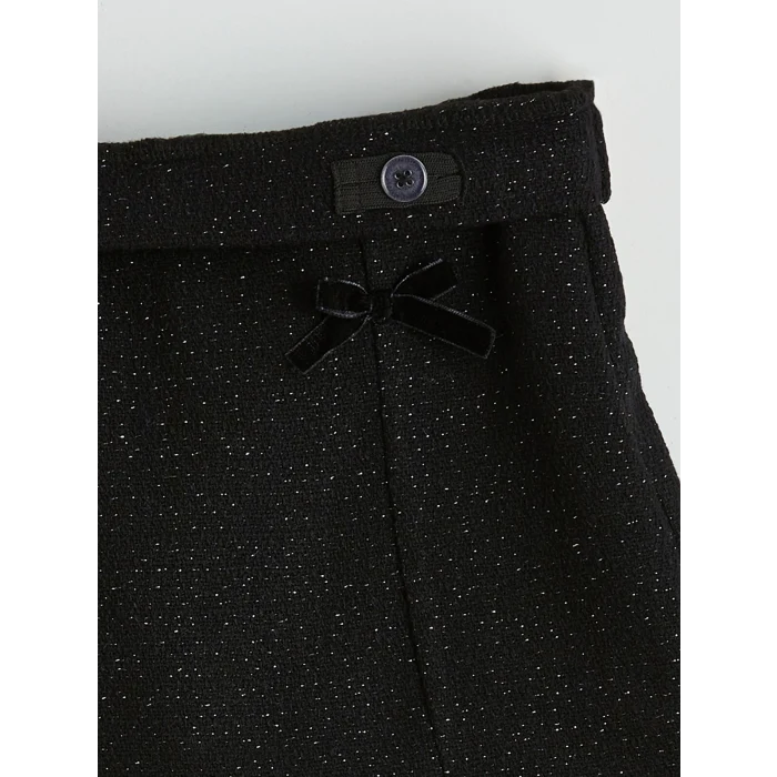 LCW Kids Siyah Beli Lastikli Simli Kız Çocuk Şort Etek ve Külotlu Çorap