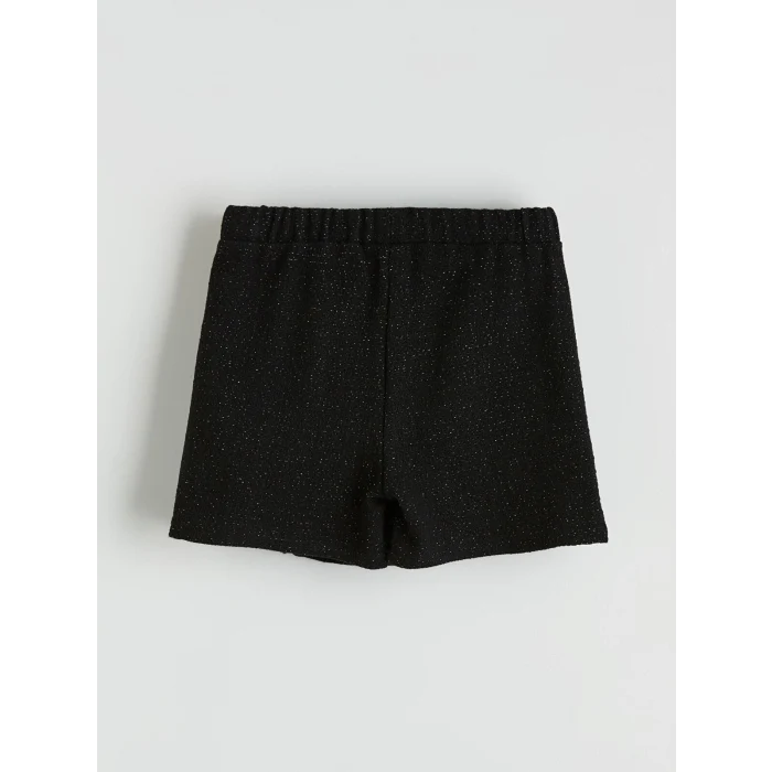 LCW Kids Siyah Beli Lastikli Simli Kız Çocuk Şort Etek ve Külotlu Çorap