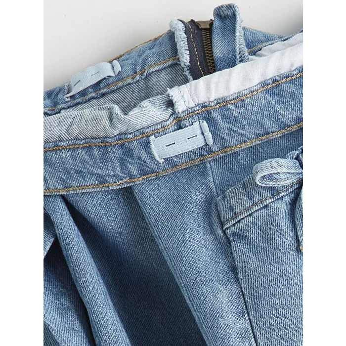 LCW Kids İndigo Pili Detaylı Kız Çocuk Jean Etek