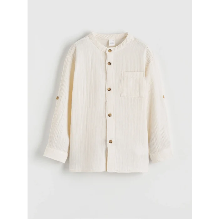 LCW Kids Bej Hakim Yaka Erkek Çocuk Gömlek