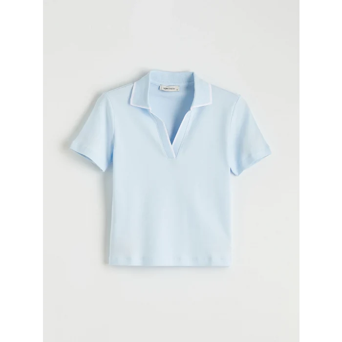 LCW Vision Mavi Polo Yaka Kadın Tişört