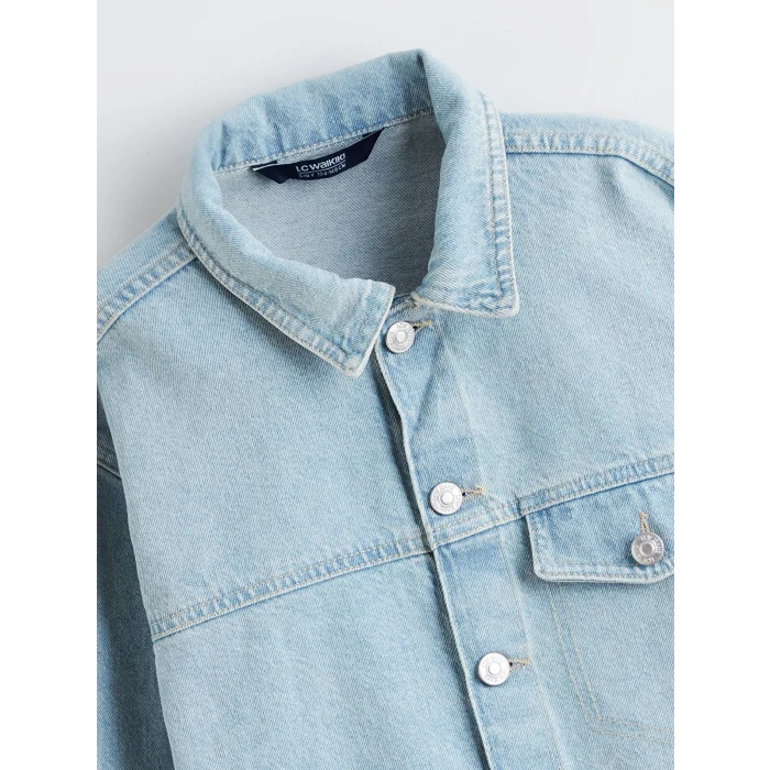 LCW Kids İndigo Uzun Kollu Erkek Çocuk Jean Gömlek