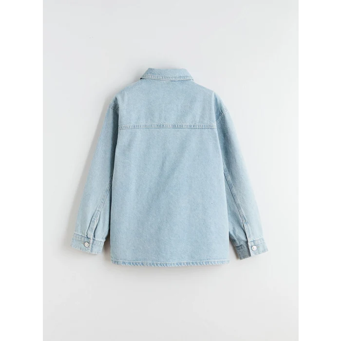 LCW Kids İndigo Uzun Kollu Erkek Çocuk Jean Gömlek