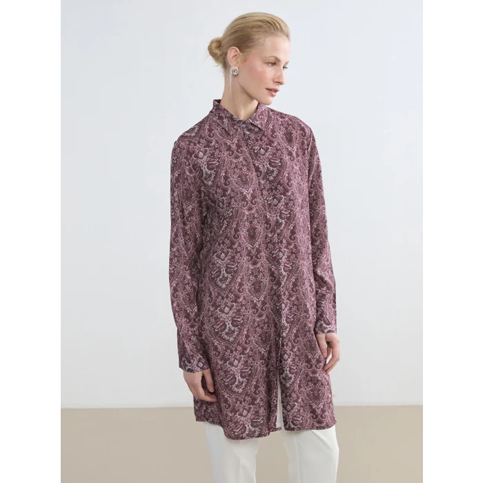 LCW Grace Bordo Desenli Kadın Gömlek Tunik
