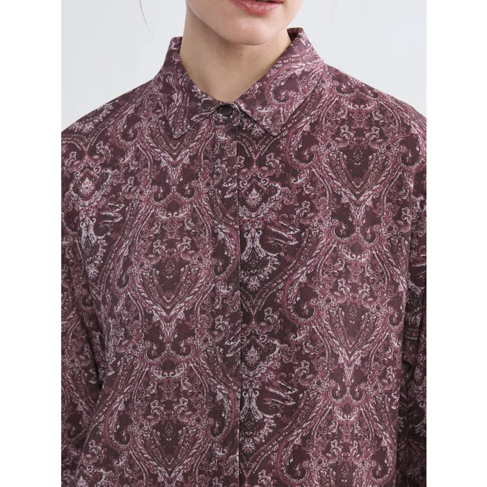 LCW Grace Bordo Desenli Kadın Gömlek Tunik