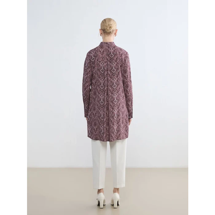 LCW Grace Bordo Desenli Kadın Gömlek Tunik