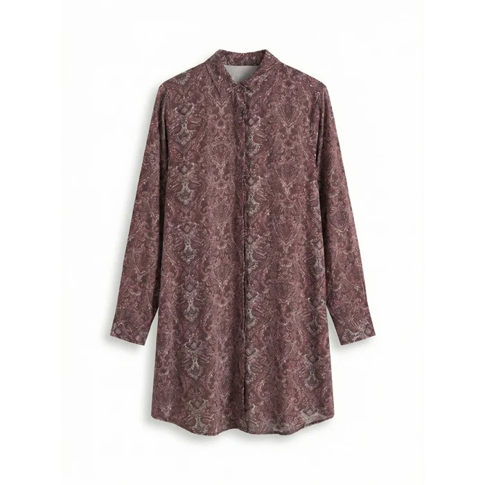 LCW Grace Bordo Desenli Kadın Gömlek Tunik