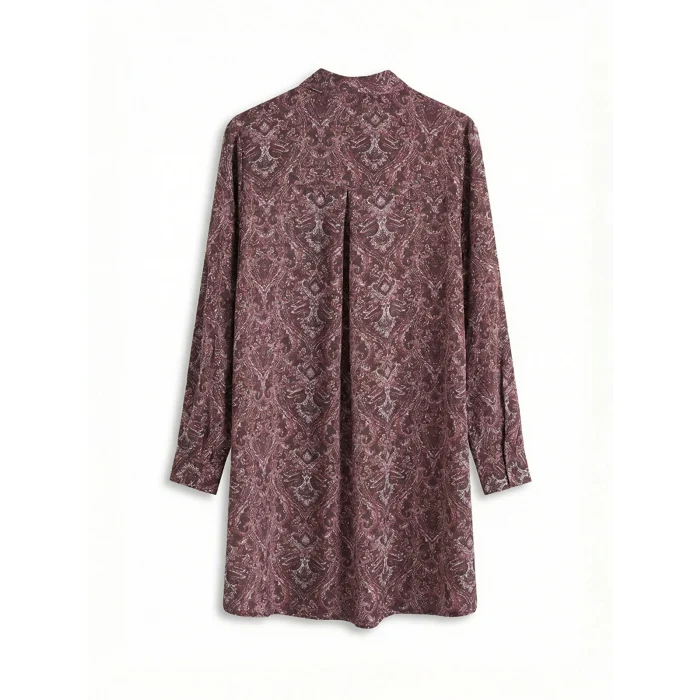 LCW Grace Bordo Desenli Kadın Gömlek Tunik