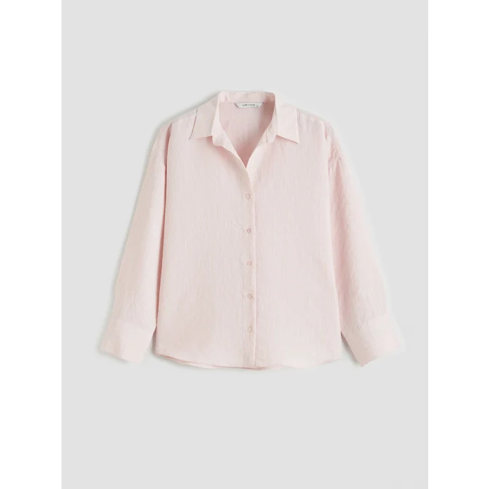 LCW Vision Pembe Çizgili Oversize Kadın Gömlek