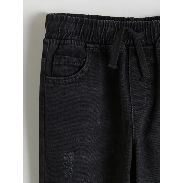 LCW Kids Siyah Beli Lastikli Erkek Çocuk Jean Pantolon
