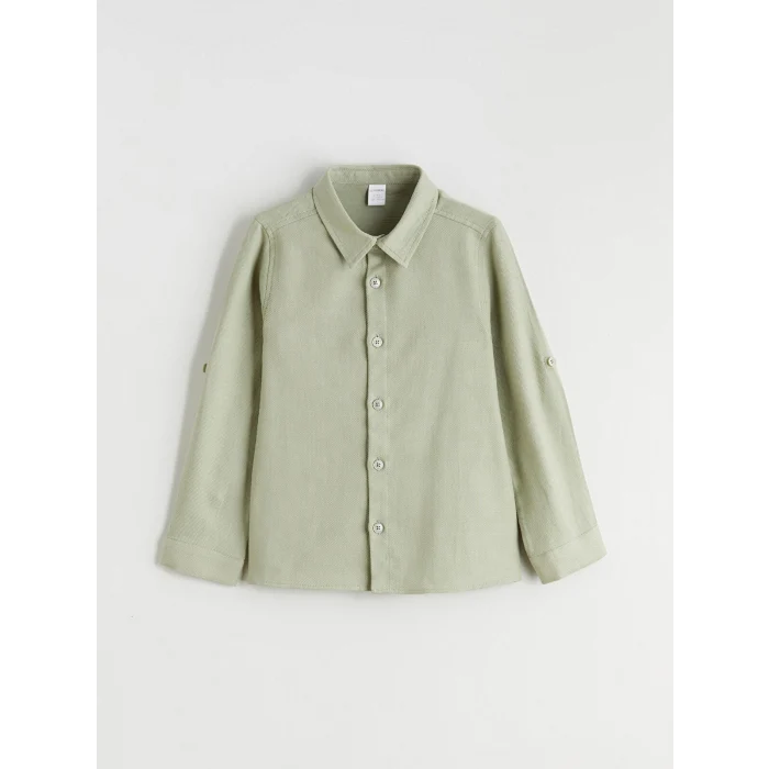 LCW Kids Yeşil Basic Uzun Kollu Erkek Çocuk Gömlek