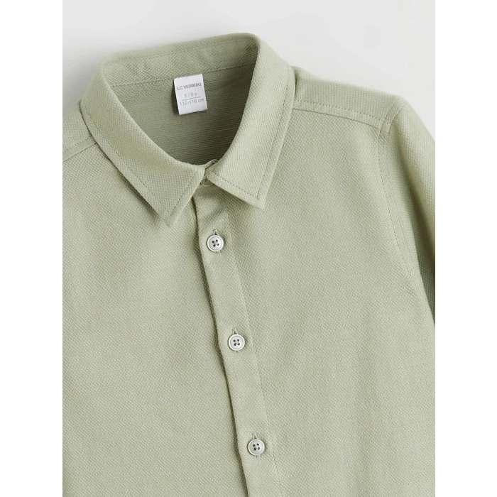 LCW Kids Yeşil Basic Uzun Kollu Erkek Çocuk Gömlek