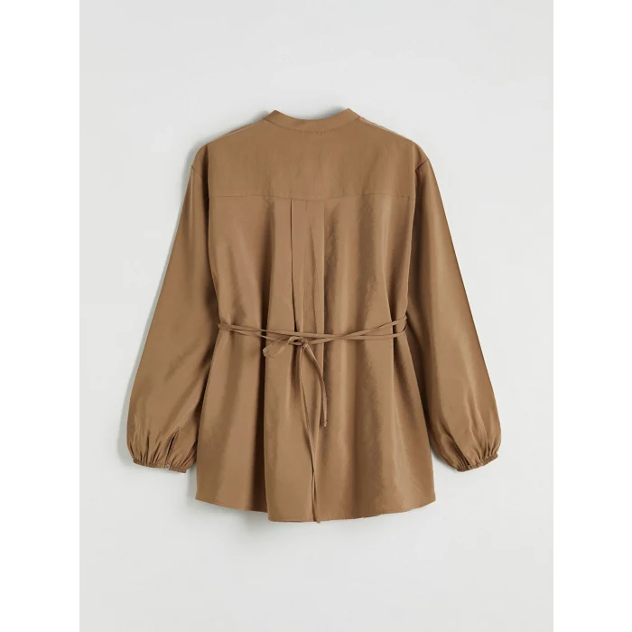 LCW Modest Kahverengi Kaçık Yaka Pileli Bluz