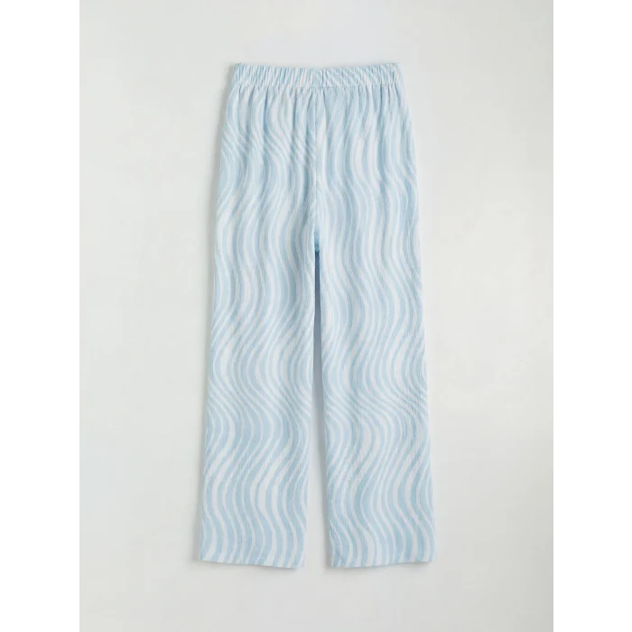 LCW Kids Mavi Desenli Geniş Paça Kız Çocuk Pantolon