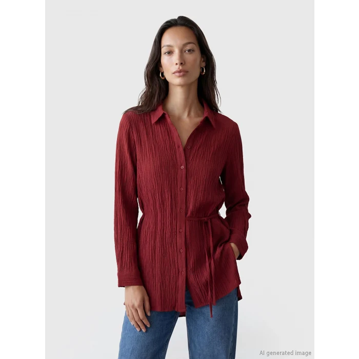 LCWAIKIKI Classic Bordo Dokulu Kadın Gömlek Tunik
