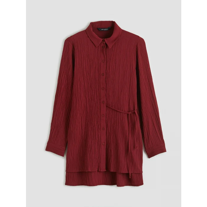 LCWAIKIKI Classic Bordo Dokulu Kadın Gömlek Tunik