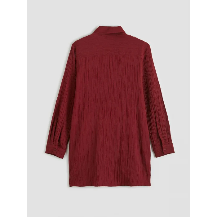 LCWAIKIKI Classic Bordo Dokulu Kadın Gömlek Tunik