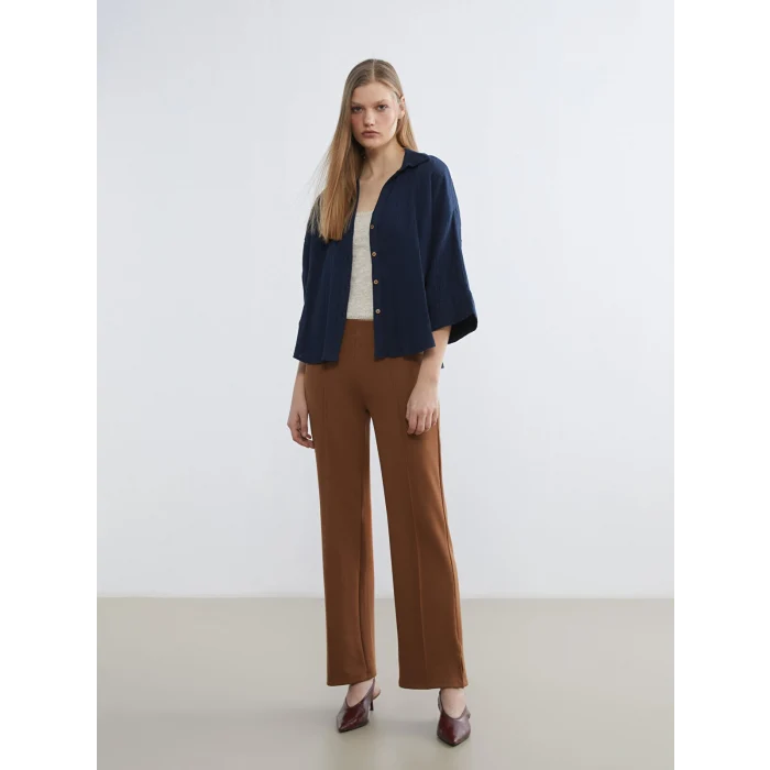 LCW Vision Lacivert Dokulu Oversize Kadın Gömlek