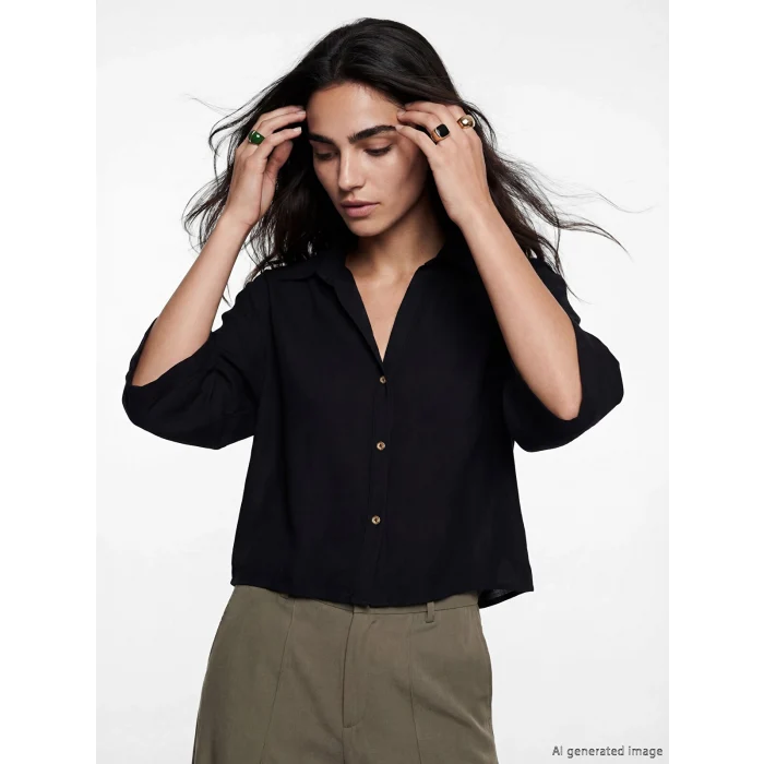 LCW Vision Siyah Oversize Kadın Gömlek