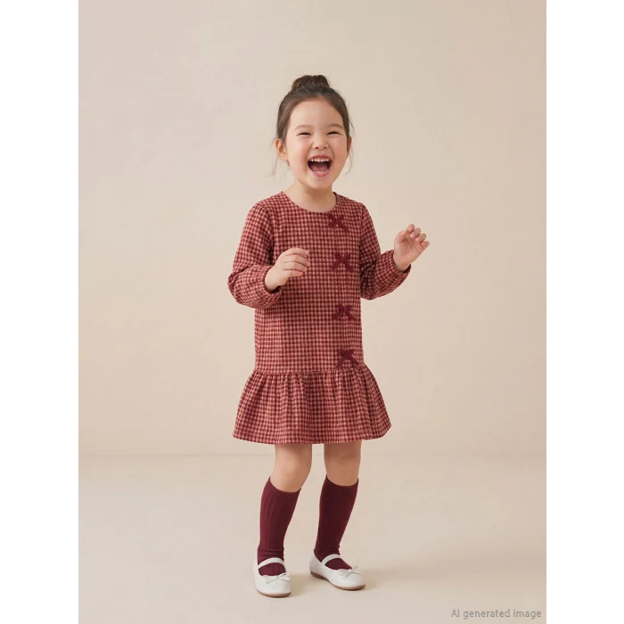 LCW Kids Bordo Fiyonk Detaylı Kız Çocuk Elbise