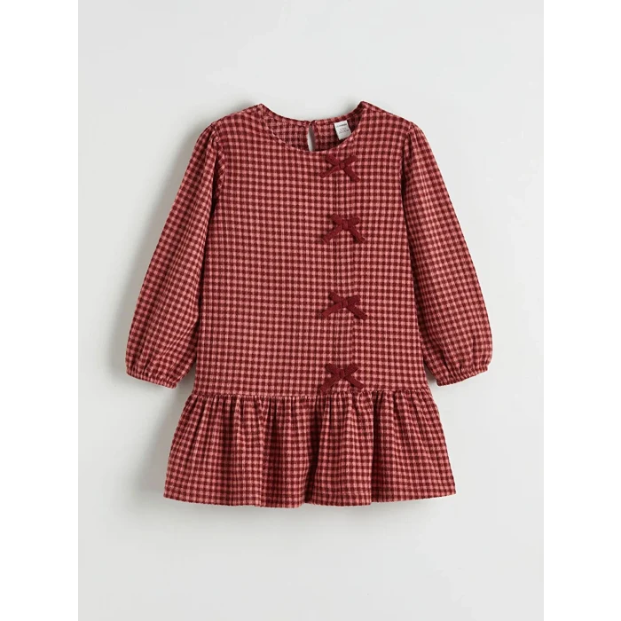 LCW Kids Bordo Fiyonk Detaylı Kız Çocuk Elbise