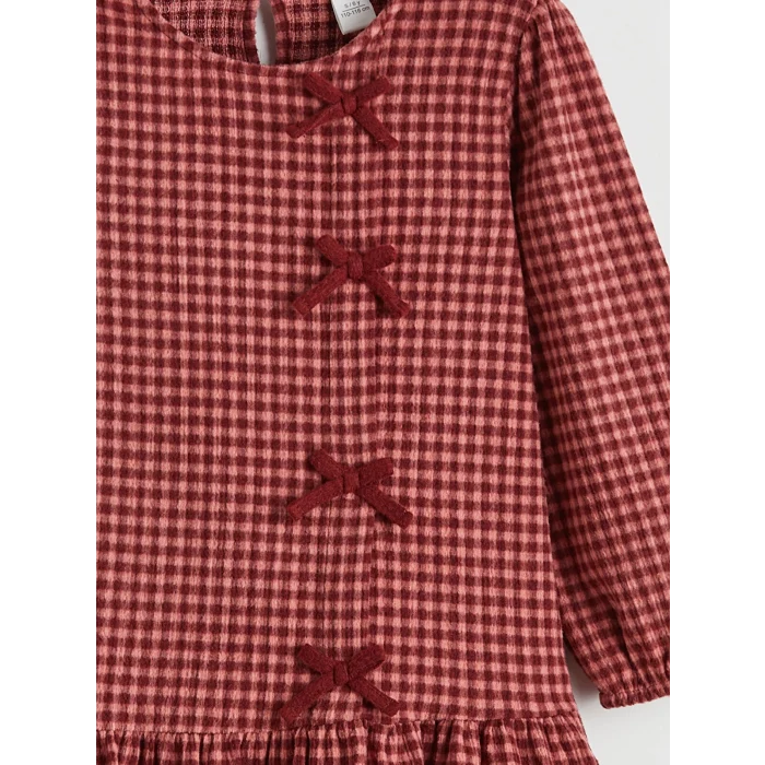 LCW Kids Bordo Fiyonk Detaylı Kız Çocuk Elbise