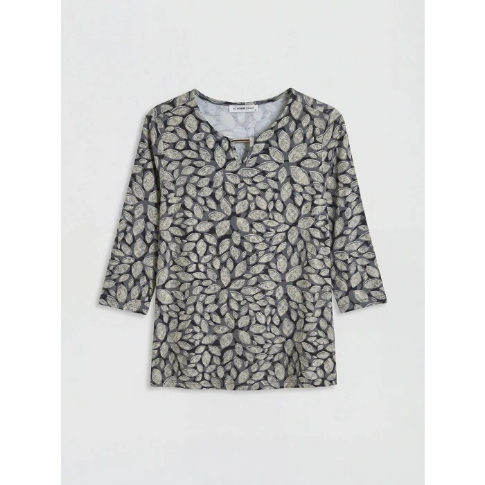 LCW Grace Siyah Bisiklet Yaka Desenli Bluz