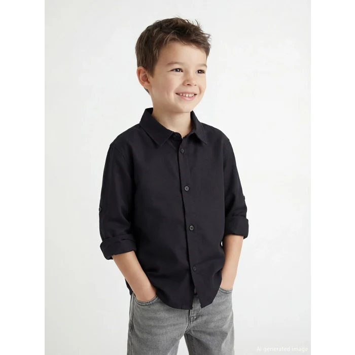 LCW Kids Siyah Basic Erkek Çocuk Gömlek