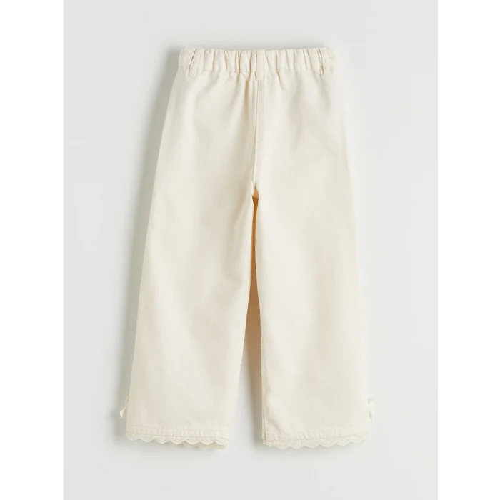 LCW Kids Ekru Fiyonk Detaylı Kız Çocuk Gabardin Pantolon