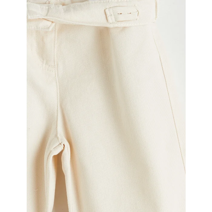 LCW Kids Ekru Fiyonk Detaylı Kız Çocuk Gabardin Pantolon