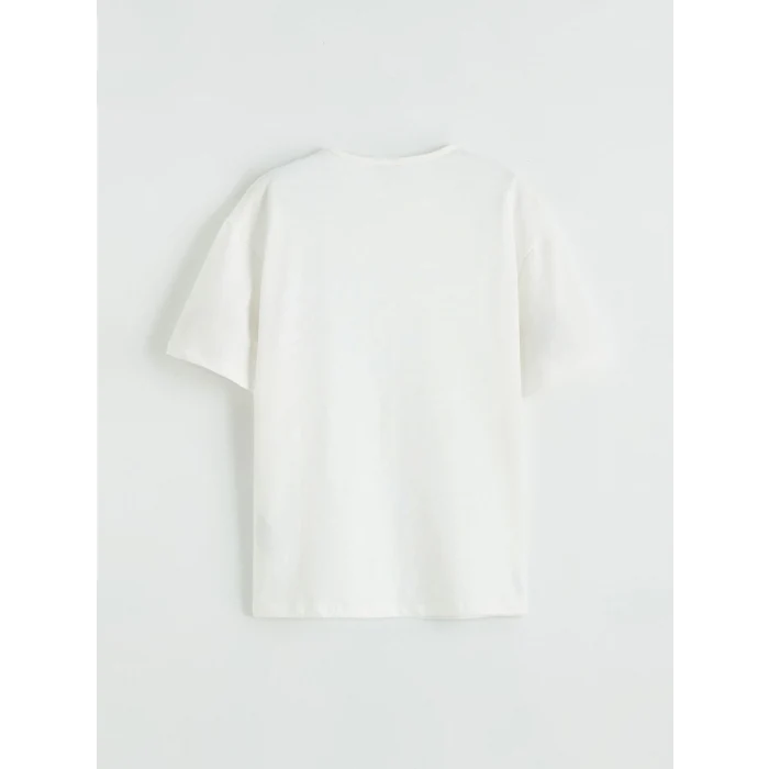 LCW Kids Ekru Payet İşlemeli Kız Çocuk Tişört