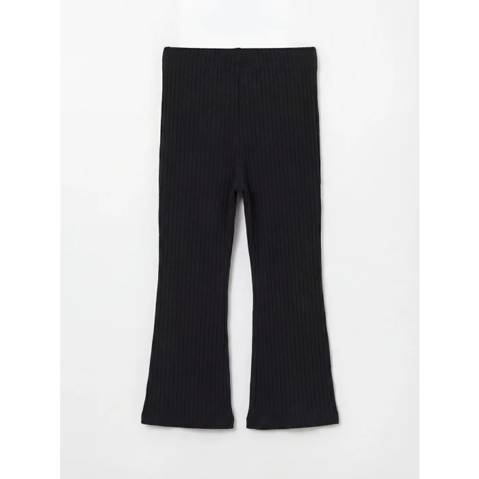 LCW Kids Siyah Beli Lastikli İspanyol Paça Kız Çocuk Fitilli Tayt