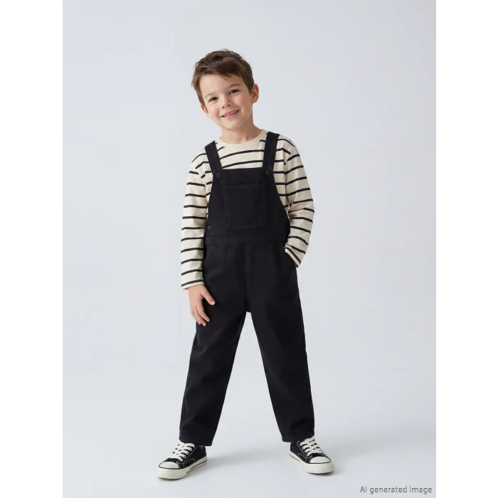 LCW Kids Siyah Erkek Çocuk Jean Salopet