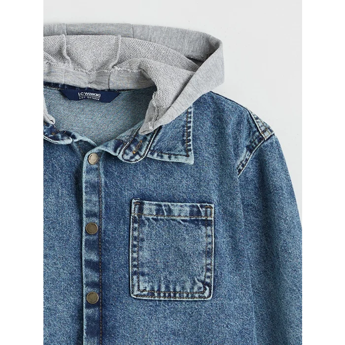 LCW Kids İndigo Kapüşonlu Erkek Çocuk Jean Gömlek
