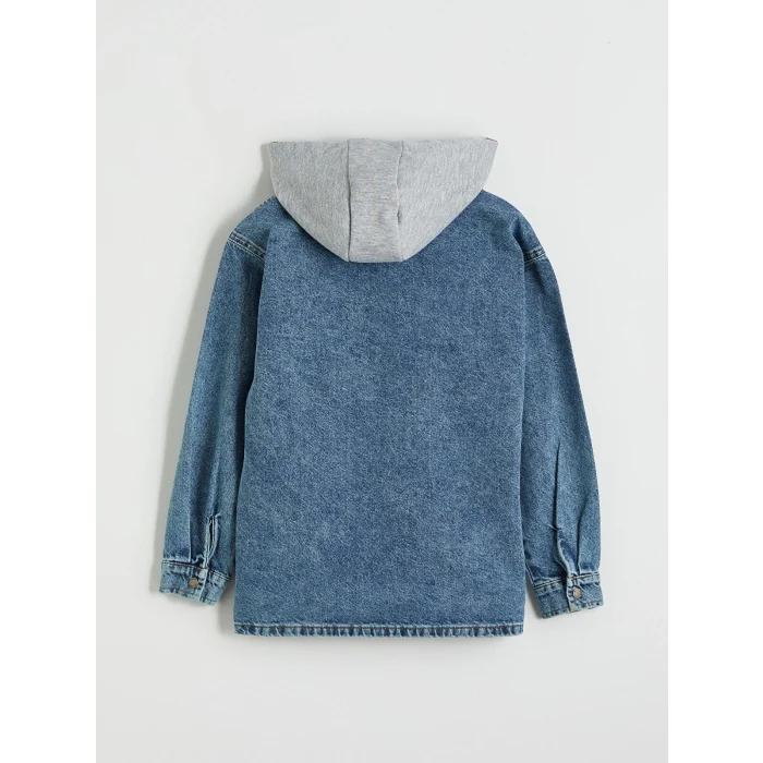 LCW Kids İndigo Kapüşonlu Erkek Çocuk Jean Gömlek