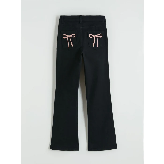 LCW Kids Siyah İspanyol Paça Kız Çocuk Gabardin Pantolon