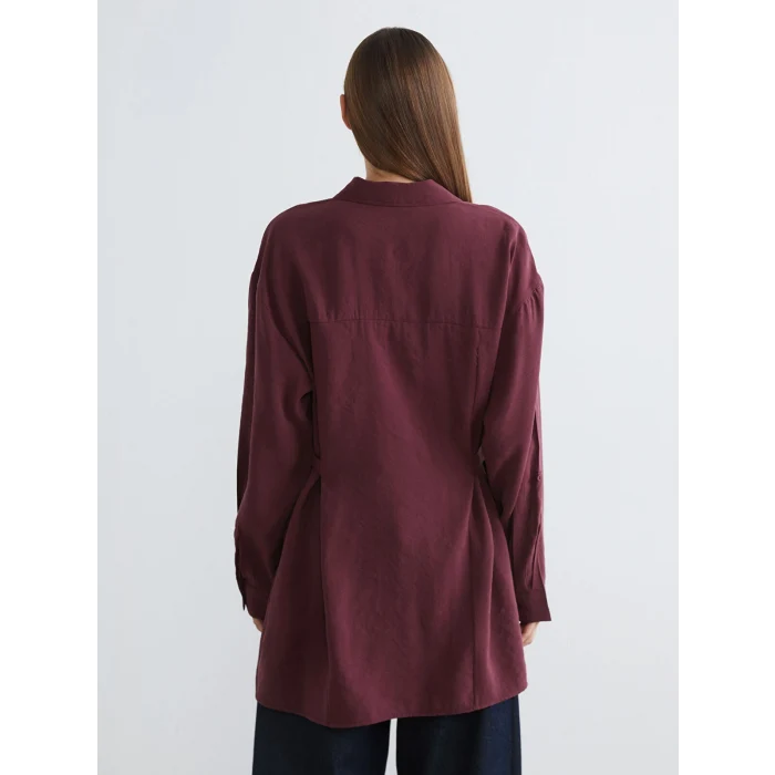 LCW EVERYDAY Bordo Modal Karışımlı Büzgülü Kadın Gömlek Tunik
