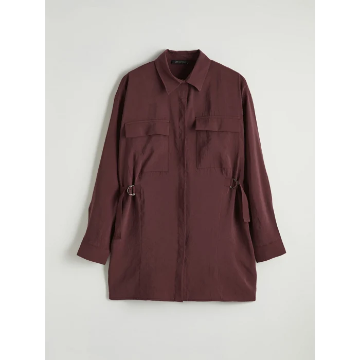 LCW EVERYDAY Bordo Modal Karışımlı Büzgülü Kadın Gömlek Tunik