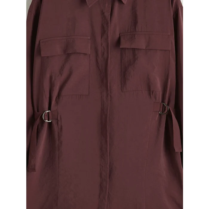 LCW EVERYDAY Bordo Modal Karışımlı Büzgülü Kadın Gömlek Tunik