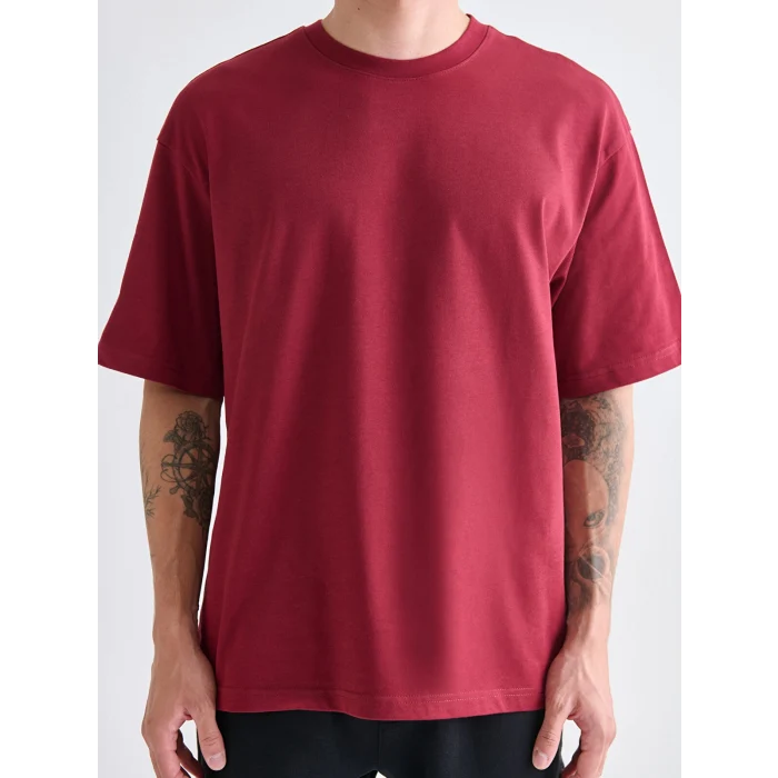 XSIDE Bordo Bisiklet Yaka Penye Erkek Tişört