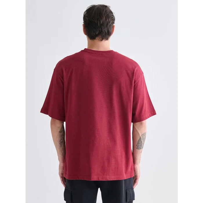 XSIDE Bordo Bisiklet Yaka Penye Erkek Tişört