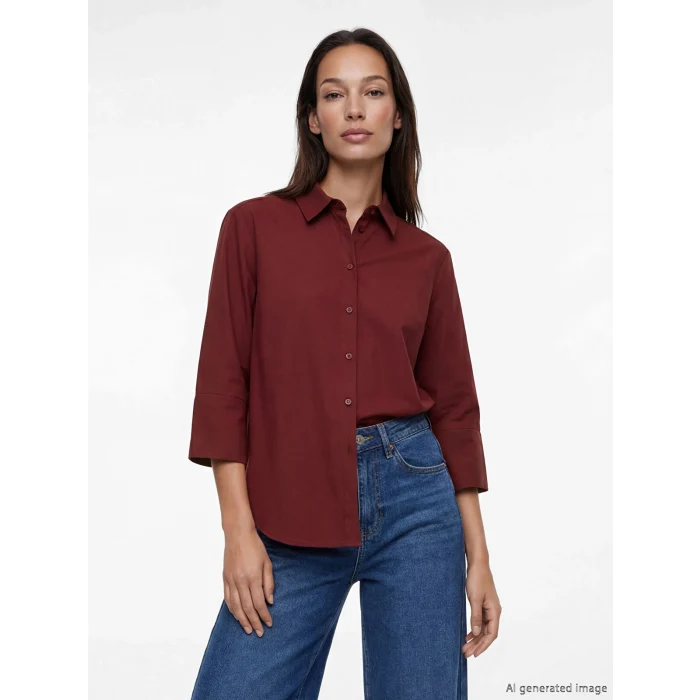 LCW EVERYDAY Bordo Poplin Kadın Gömlek