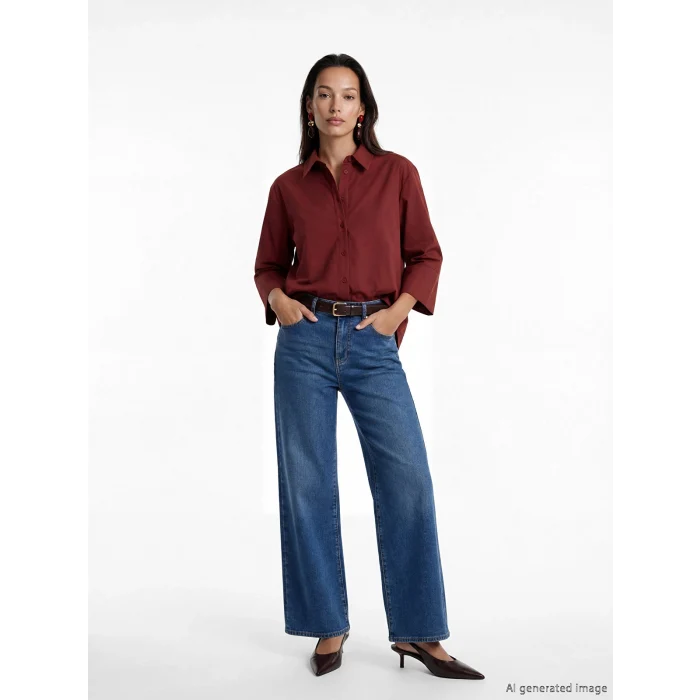 LCW EVERYDAY Bordo Poplin Kadın Gömlek