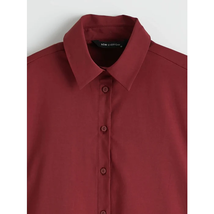 LCW EVERYDAY Bordo Poplin Kadın Gömlek