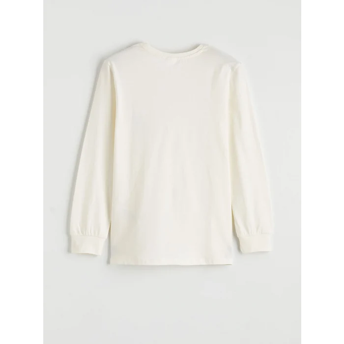 LCW Kids Ekru Baskılı Bisiklet Yaka Erkek Çocuk Pijama Takımı