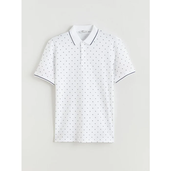 LCWAIKIKI Classic Beyaz Desenli Standart Fit Erkek Polo Yaka Tişört