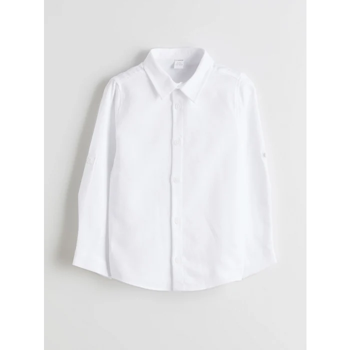 LCW Kids Beyaz Basic Uzun Kollu Erkek Çocuk Gömlek