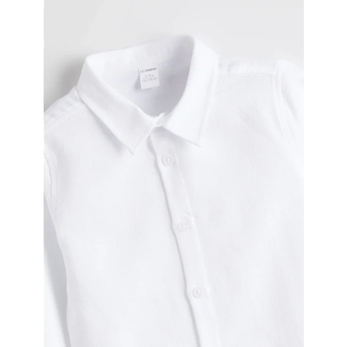 LCW Kids Beyaz Basic Uzun Kollu Erkek Çocuk Gömlek